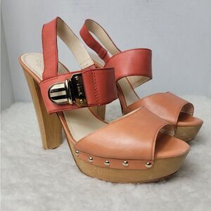 Coach Darcey Vachetta Womens Shoes Size 8 Open-Toe Heeled Platform Orange color